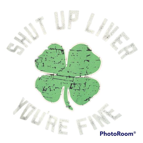 St. Patrick's Day black green long sleeve tee shirt Shut up liver, Large - Picture 2 of 3